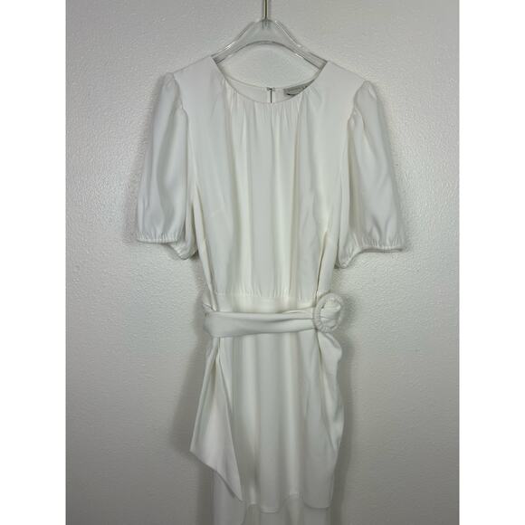 Sachin + Babi Camilla Belted Peplum Stretch Crepe Dress White Sz 16W - Picture 5 of 8
